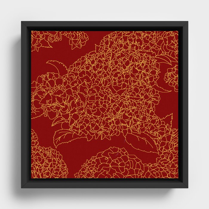 Floral 1 Hydrangea Red Framed Canvas