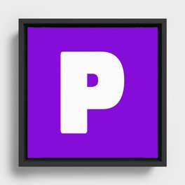 P (White & Violet Letter) Framed Canvas