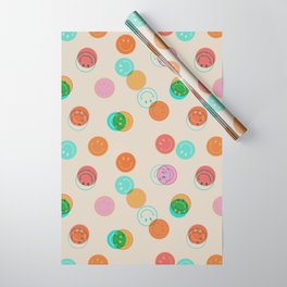 Happy Face Stamp Print Wrapping Paper