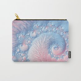 Reef Coral Abstract Spiral Pastel Blue Pink Ombre Swirl Seashell Pattern Summer Fractal Fine Art Carry-All Pouch
