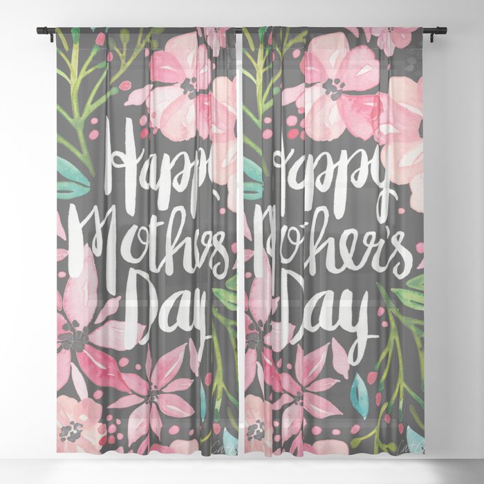 Happy Mother's Day – Charcoal Sheer Curtain