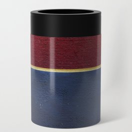 Deep Blue, Red And Gold Abstract Painting Can Cooler