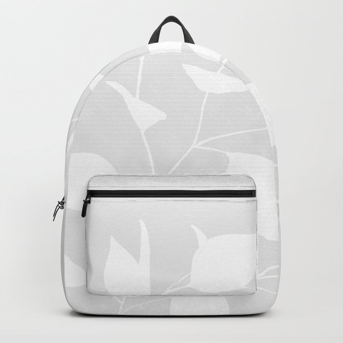 Grey & White Leaves Backpack by caitlinworkman Society6
