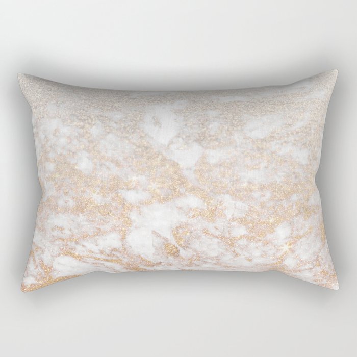 Elegant white gold glitter stylish marble pattern Rectangular Pillow