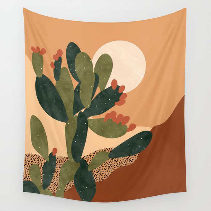 Prickly Pear Cactus Wall Tapestry