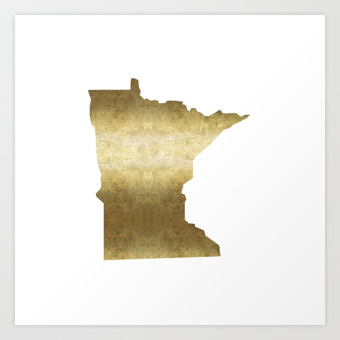 minnesota gold foil state map Art Print