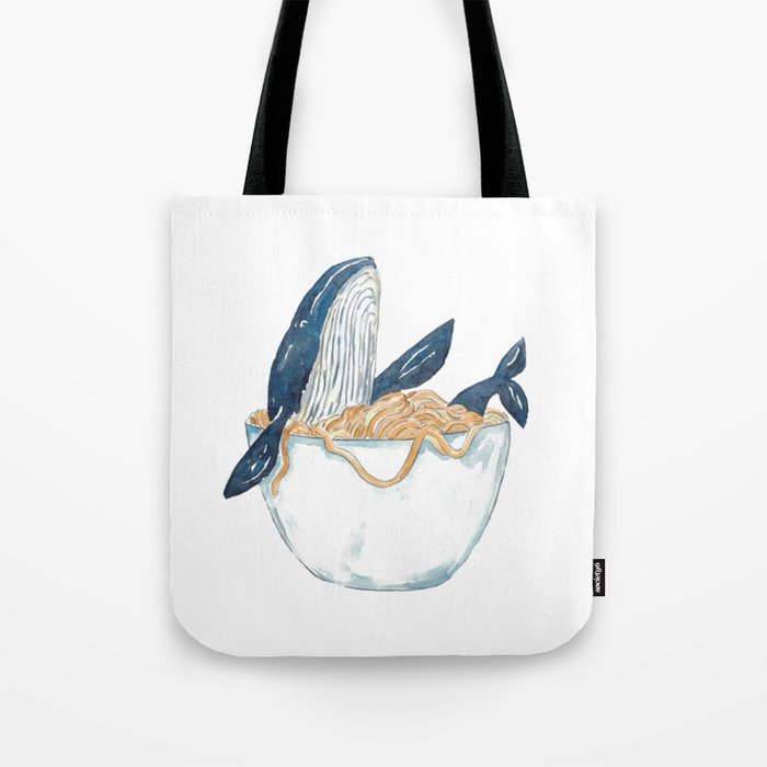 Humpback whale spaghetti watercolor painting Tote Bag