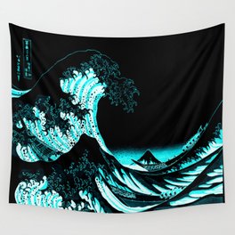 The Great Wave : Dark Teal Wall Tapestry