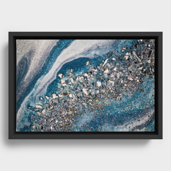 Slate Blue Geode Framed Canvas