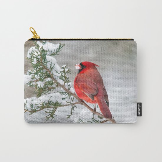 Snow on His Face (Northern Cardinal) Carry-All Pouch