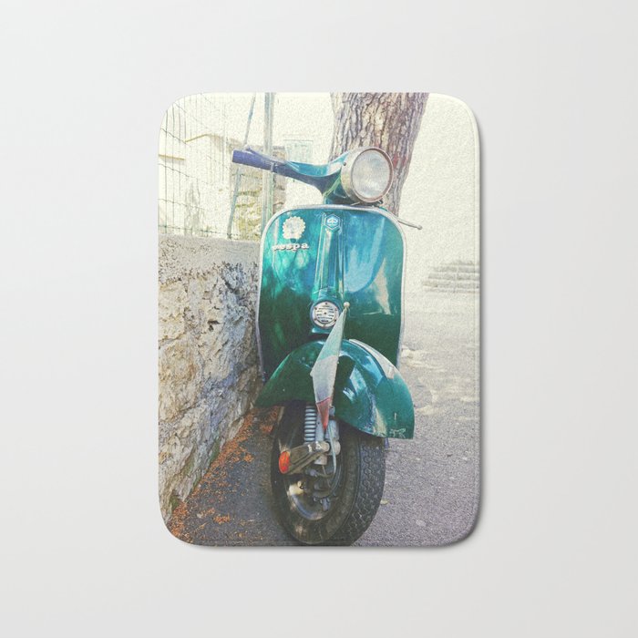Italian Scooter | Vintage Motorcycle in Europe Photo | Travel Photography Bath Mat