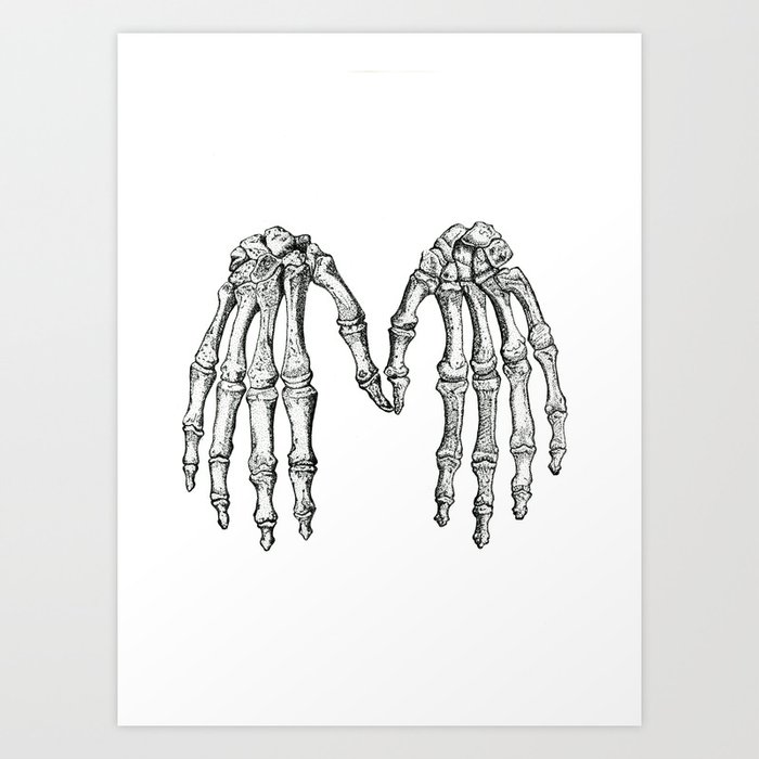 Vintage Anatomical Skeleton Hands Art Print by Kaleigh Day Art