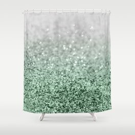 Silver Pastel Mint Green Ocean Glitter Glam #1 (Faux Glitter) #shiny #decor #art #society6 Shower Curtain