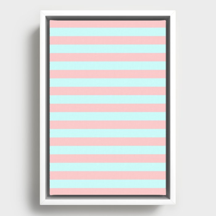 Easter Pink and Blue Stripes Framed Canvas