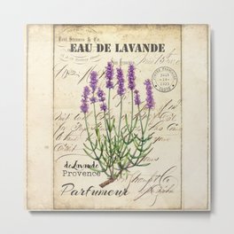 Lavender Antique Rustic Flowers Vintage Art Metal Print