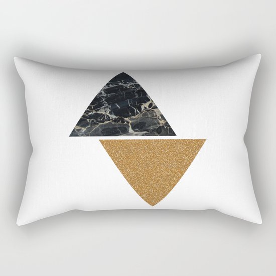 Dark marble and bronze geo Rectangular Pillow