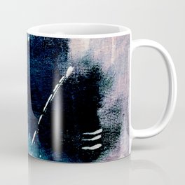 Meteor Shower - an abstract acrylic piece in blue and white Coffee Mug | Pattern, Curated, Mixed Media, Abstract, Painting 