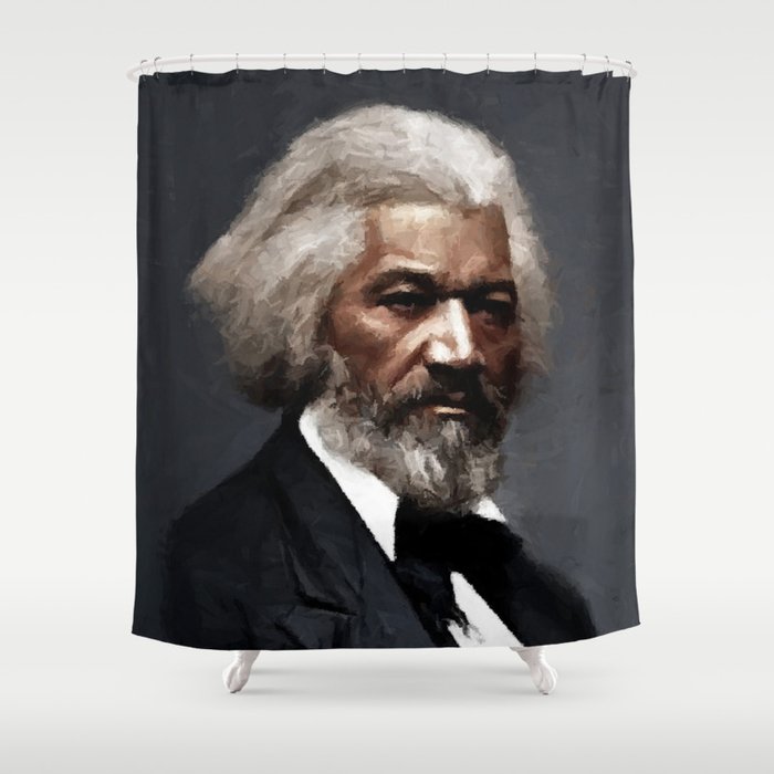 Frederick Douglass, African American Civil Rights Pioneer portrait painting Shower Curtain