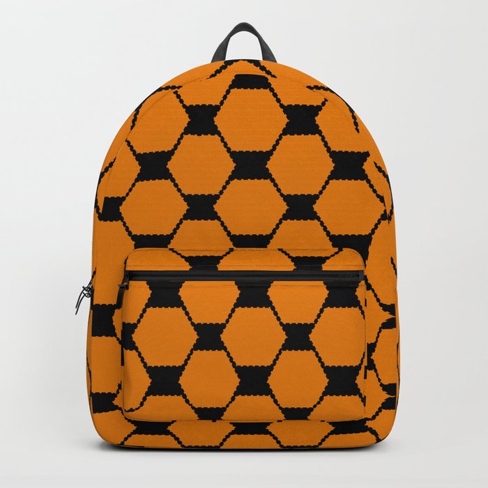 Mustard yellow hexagon geometric retro pattern Backpack