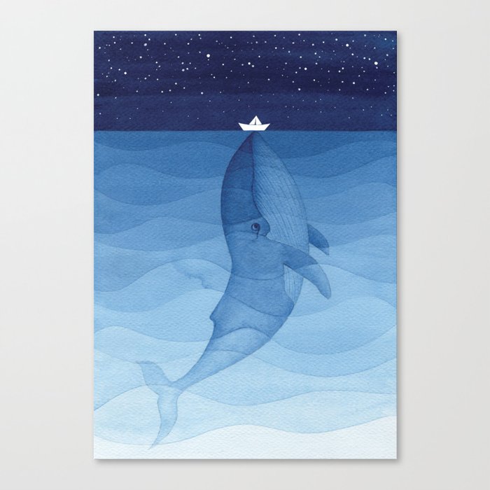 Whale blue ocean Canvas Print