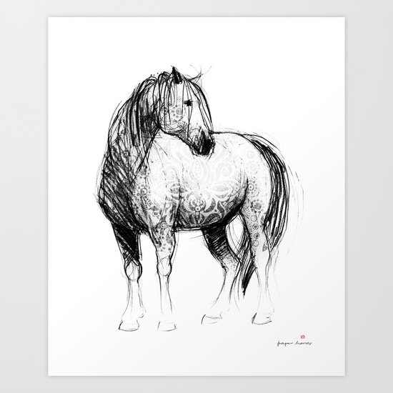 Horse (Mustang) Art Print by paperhorses | Society6