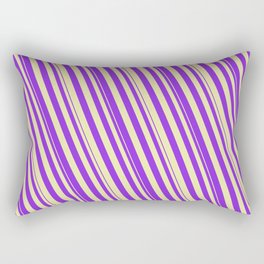 [ Thumbnail: Purple and Pale Goldenrod Colored Striped/Lined Pattern Rectangular Pillow ]