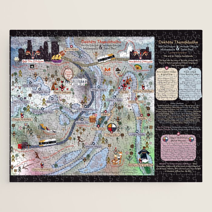 Minneapolis & Saint Paul Dakota Land Map Jigsaw Puzzle by Marlena Myles