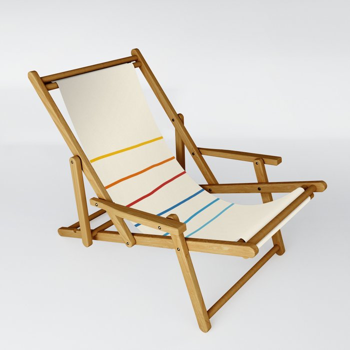 Bright Classic Abstract Minimal 70s Rainbow Retro Summer Style Stripes #1 Sling Chair