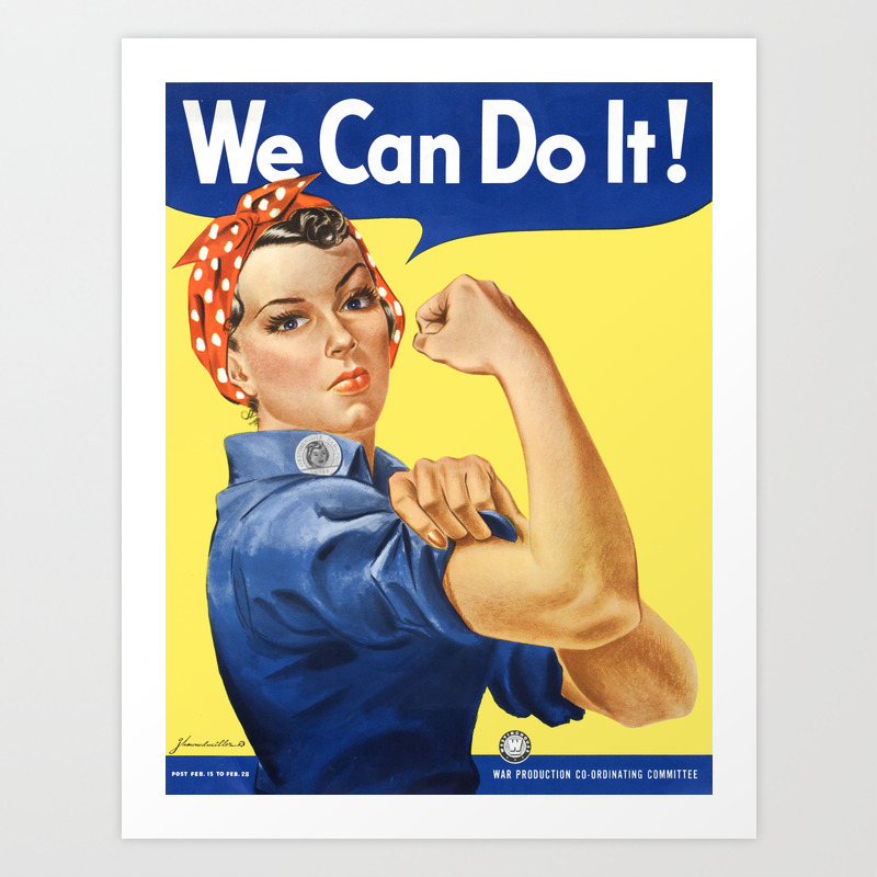 Retro Rosie the Riveter Vintage Poster Wall Art Print Home Feminist 40's Lady