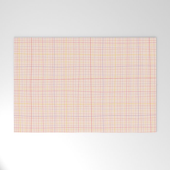 Abstract Plaid 2 pink Welcome Mat