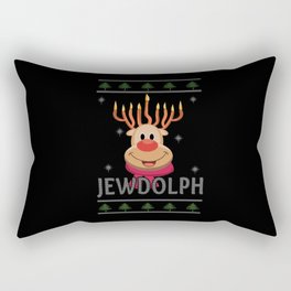 Jewdolph Menorah Reindeer Christmas Hanukkah 2021 Rectangular Pillow