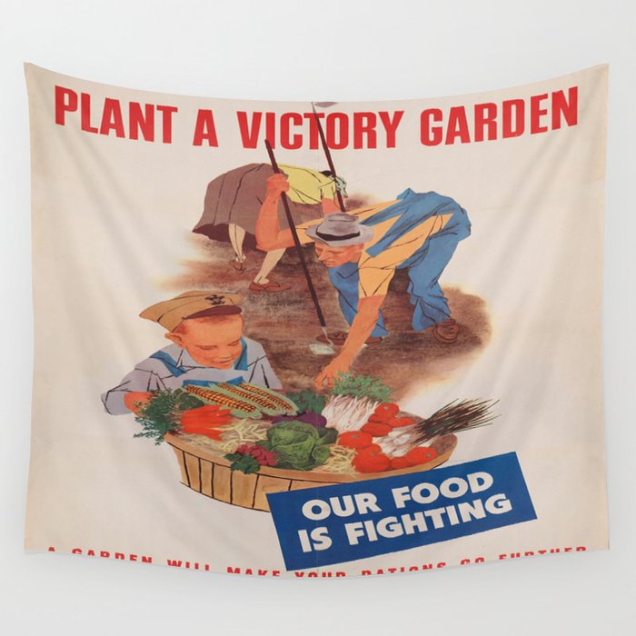 Vintage Poster Victory Garden Wall Tapestry By Mosfunky Society6