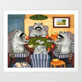 Raccoon 16 playing cards Art Print