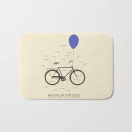 Anatomy Of A Bicycle Bath Mat | Funny, Balloon, Cycling, Bike, Mixed Media, Illustration, Graphicdesign, Digital, Bikes, Bicycle 