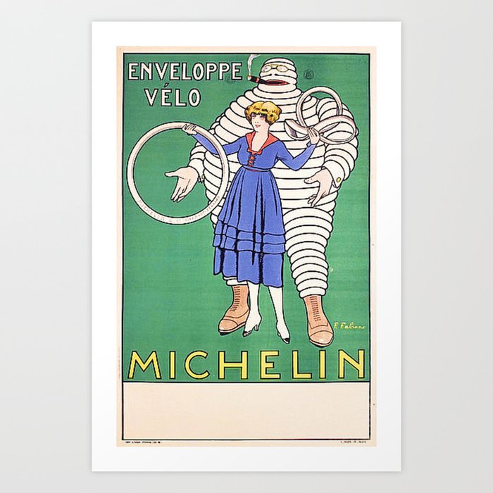 Michelin Enveloppe Velo Advertising Poster, French, 1916 Art Print