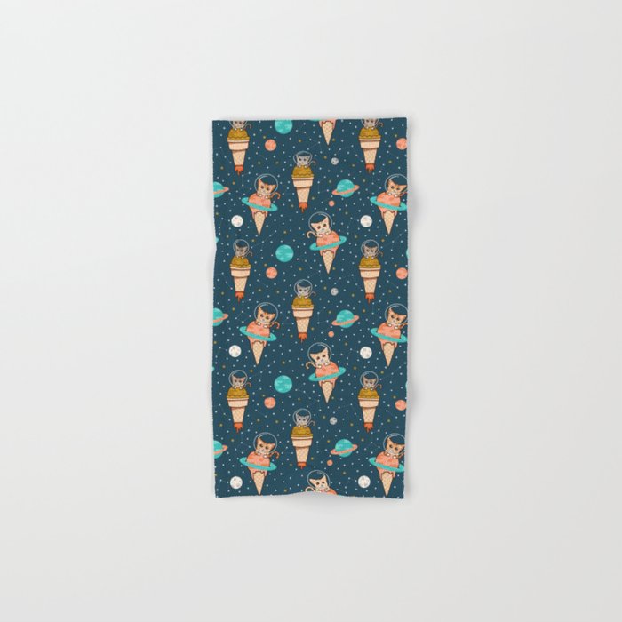 Cats Floating on Ice Cream in Space Hand & Bath Towel