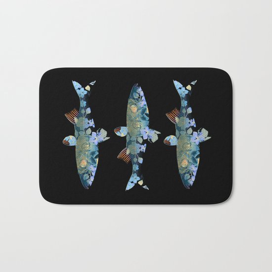 Flowery fish Bath Mat