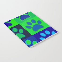 Pop Art Cat Paw Print Art Cool Tones Notebook
