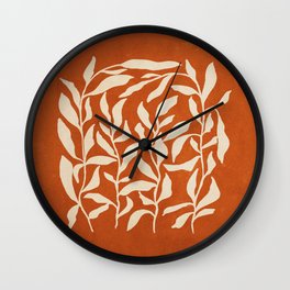 Cognac Leaves: Mid Century Terracotta Edition Wall Clock