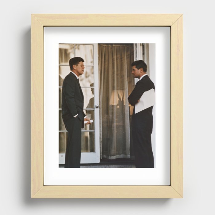President John Kennedy And Robert Kennedy - White House 1963 Recessed Framed Print