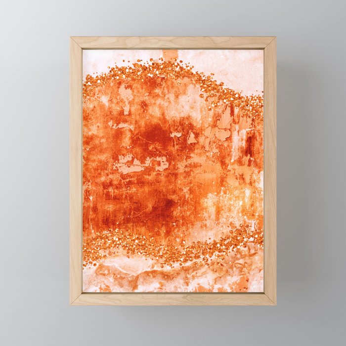 ROSE GOLD GEMS, burnt orange palette Framed Mini Art Print
