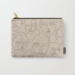 Beige Face Thread Carry-All Pouch