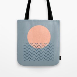 Ocean Wave Sun Blue - Mid Century Modern Tote Bag
