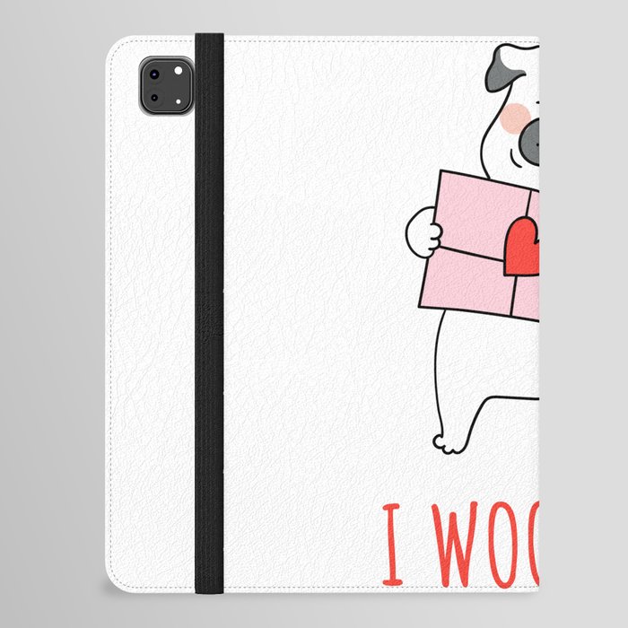 cute funny cartoon dog love letter gift heart Valentine's day iPad Folio Case