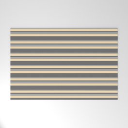 [ Thumbnail: Dim Grey, Dark Grey, and Beige Colored Stripes Pattern Welcome Mat ]