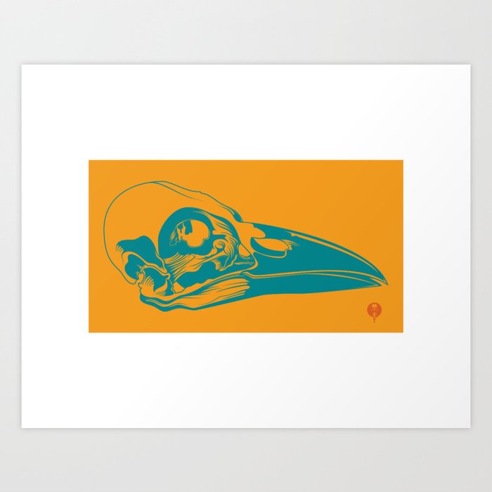 Crow in orange Art Print
