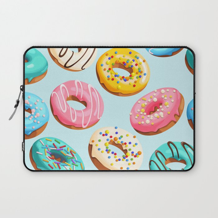Doughnut Blue Confectionery Seamless Pattern Laptop Sleeve