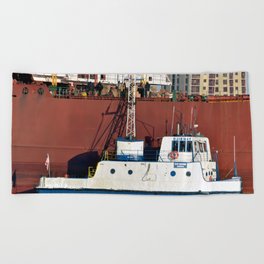 Soo Marine Supply Ojibway Beach Towel | Photo, Boat, Ship, Delivery, Riverstonegallery, Speer, Freighter, Ojibway, Marine, Sault 