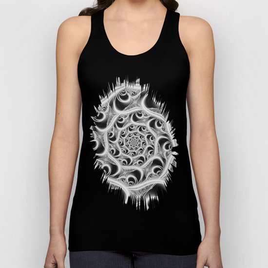 Fractal Web White on Black Unisex Tank Top