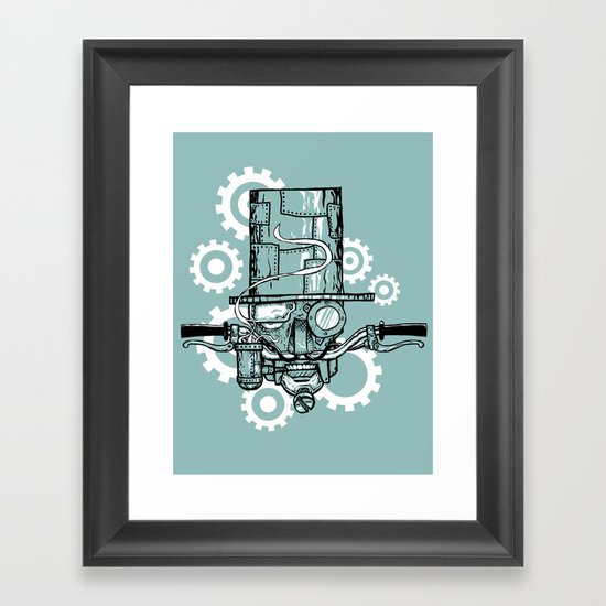 Robot Handlebar Mustache Framed Art Print